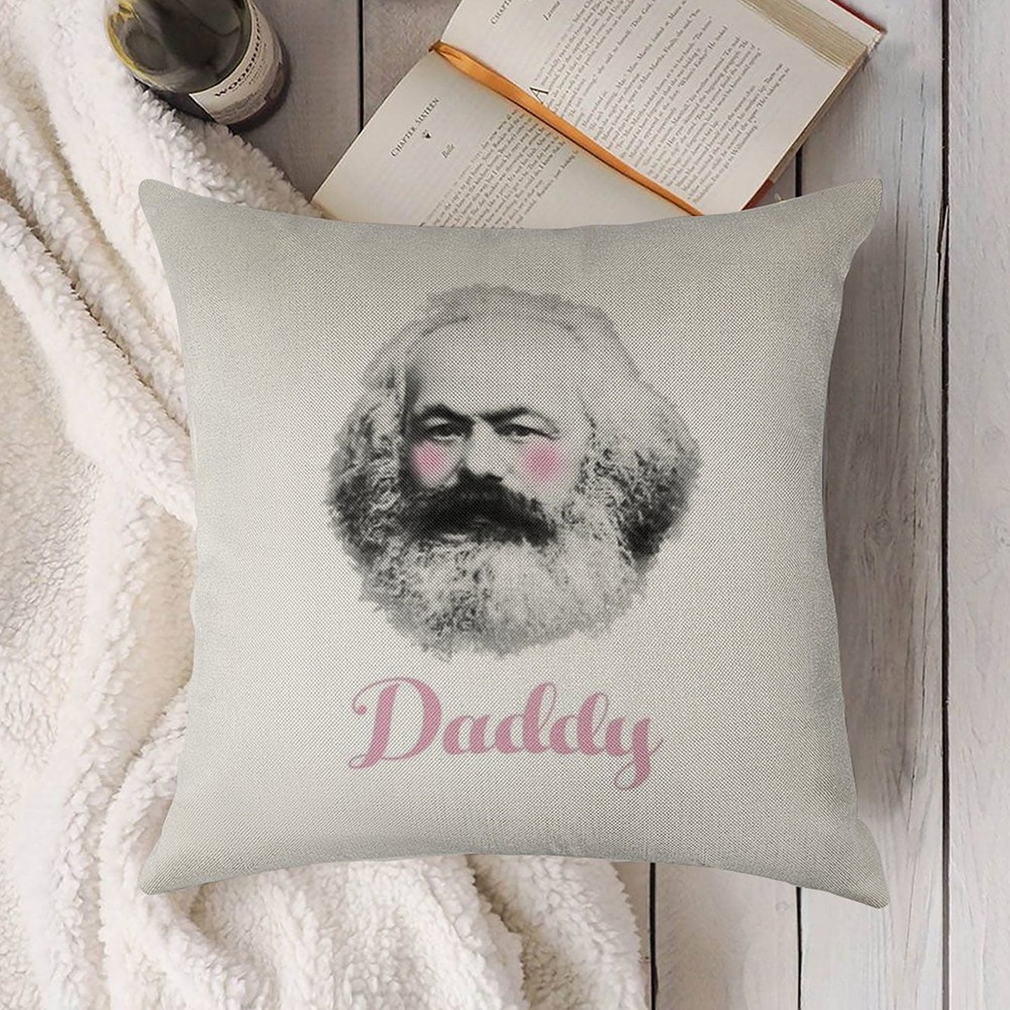 Daddy Karl Linen Throw Pillow Cover