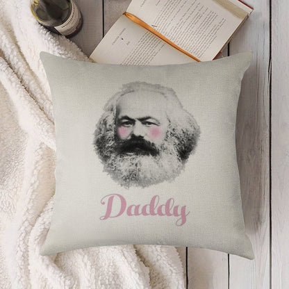 Daddy Karl Linen Throw Pillow Cover