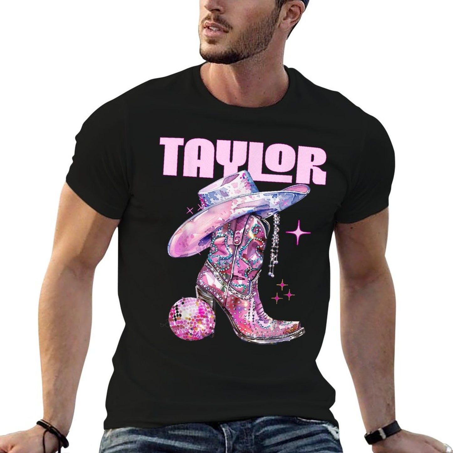 Taylor Outfit Disco Pink Cowgirl Shirt Womenn Girls Name T-Shirt
