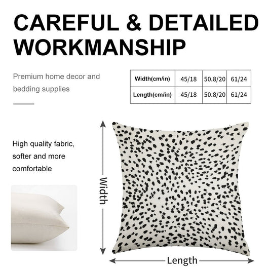 Nadia - Black And White, Animal Print, Dalmatian Spot, Spots, Dots, BW Linen Throw Pillow Cover