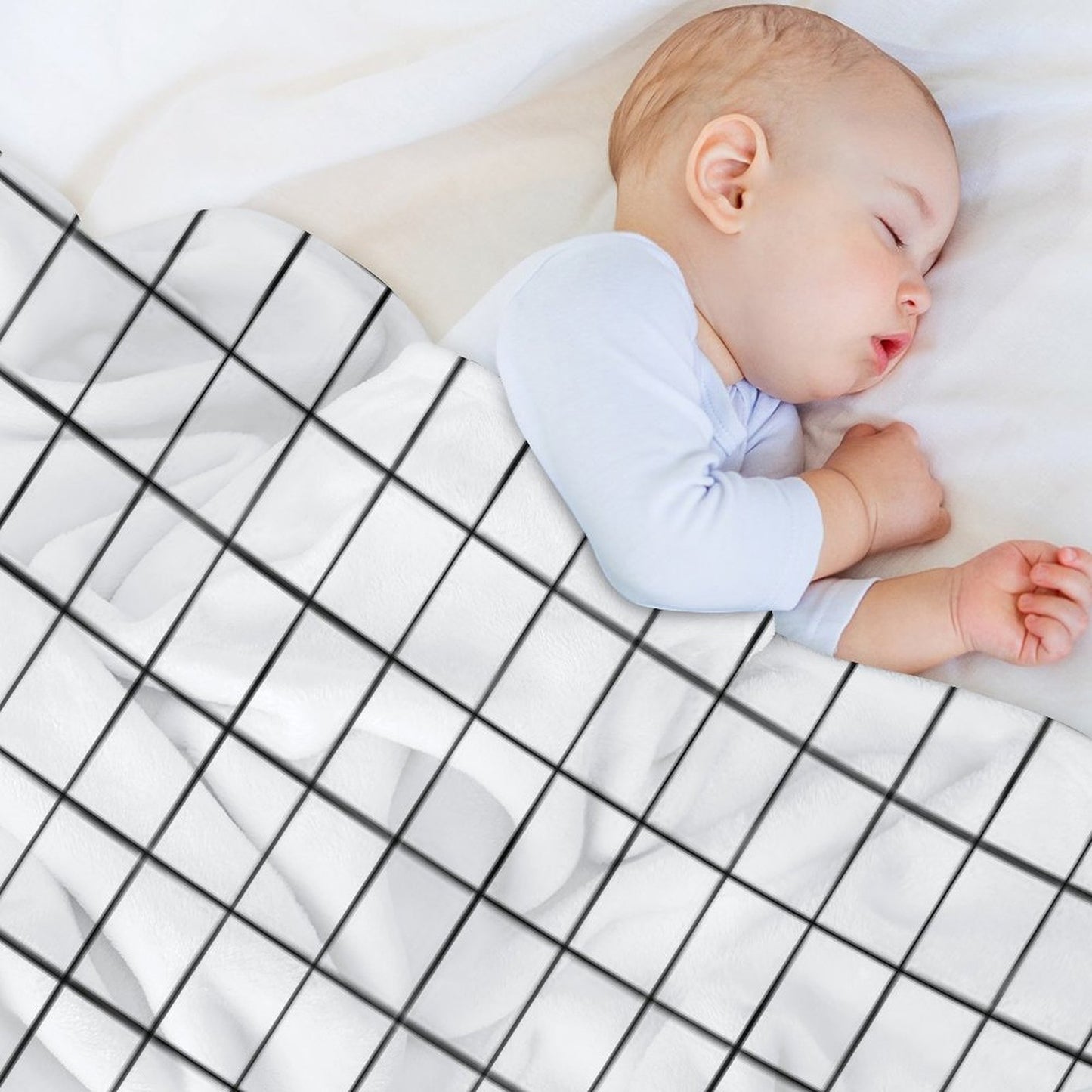 White Grid Throw Blanket