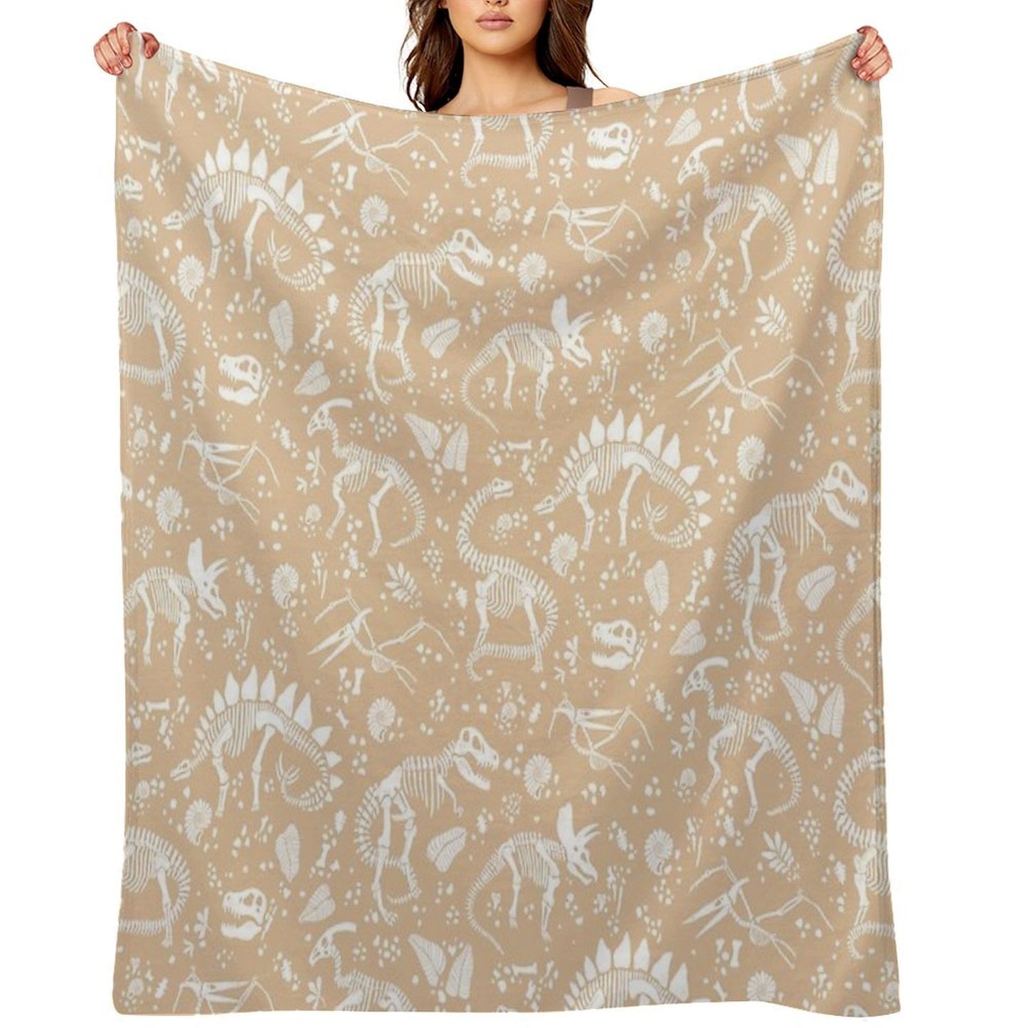 Excavated Dinosaur Fossils - Taupe Throw Blanket