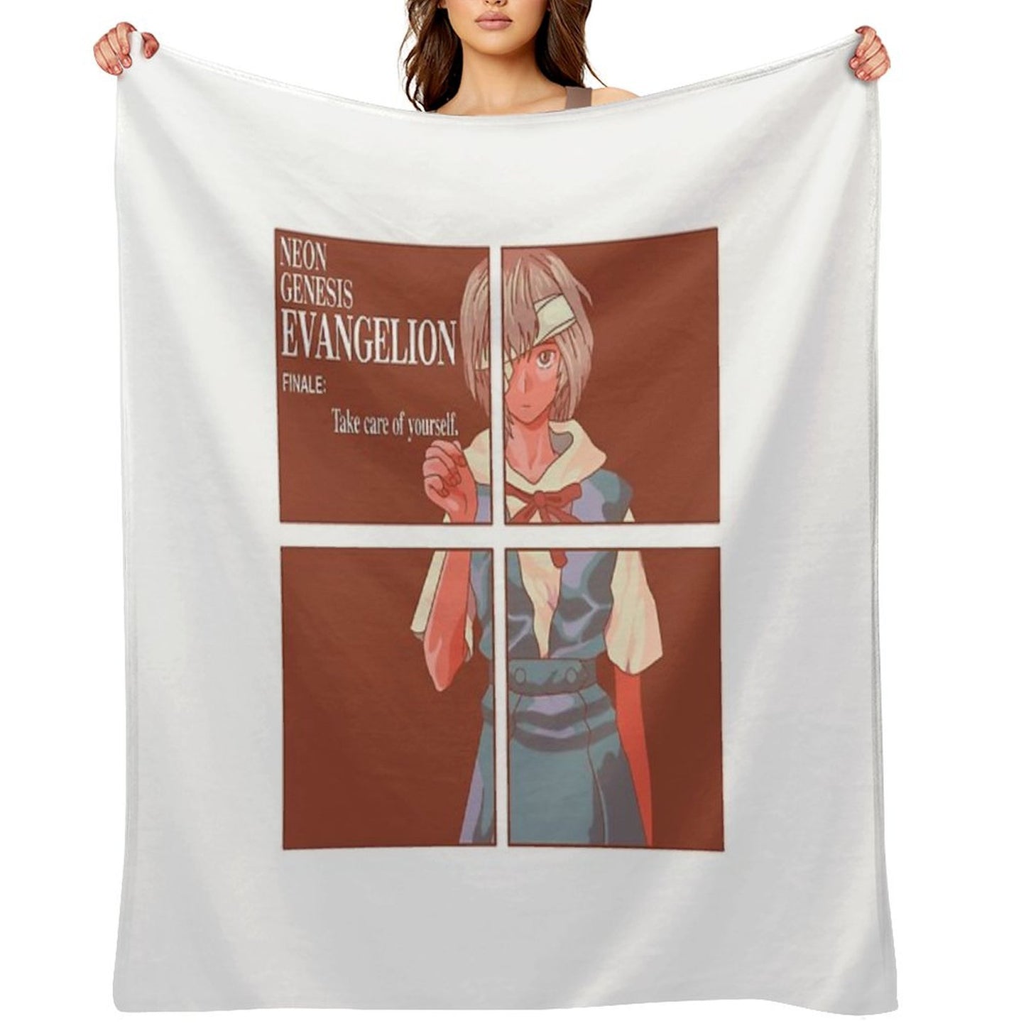Rei Ayanami Finale Take Care Of Yourself Throw Blanket