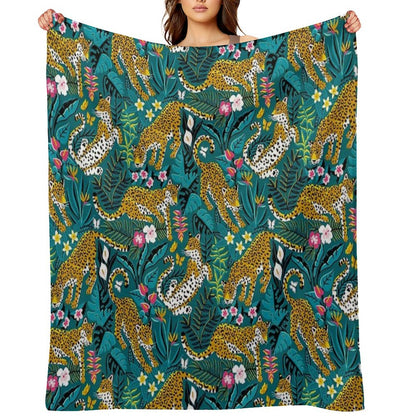 Dancing Jaguar Jungle Throw Blanket