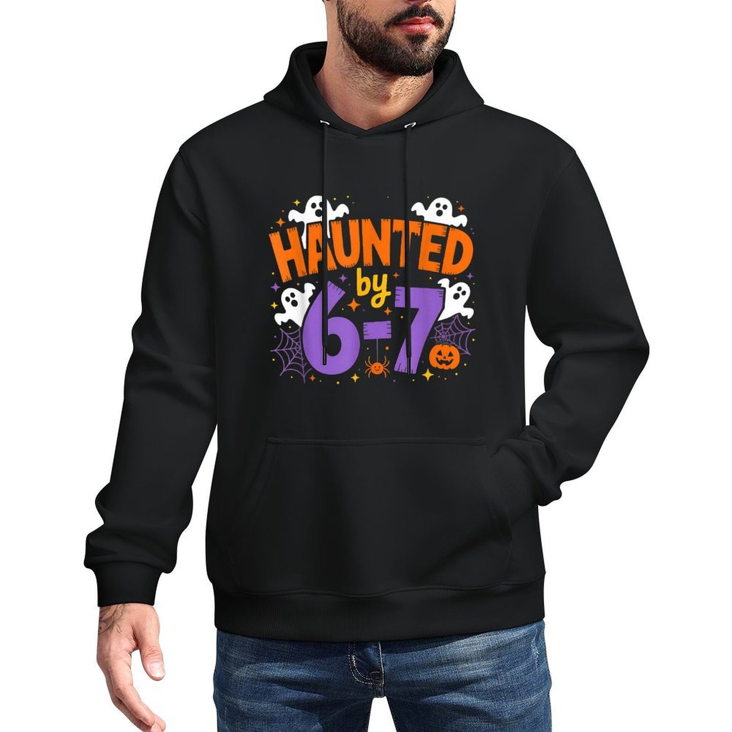 Haunted by 6-7 Halloween Ghosts And Spiders Design Relaxed Fit Hoodie