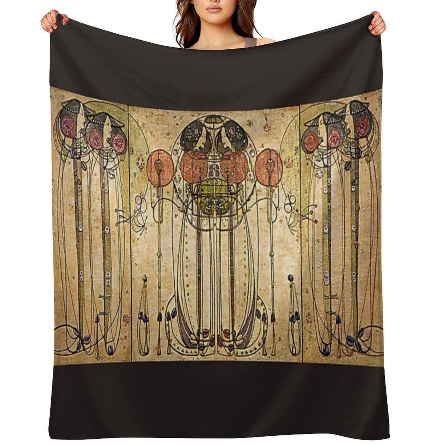 Art Nouveau Charles Mackintosh The Wassail Throw Blanket