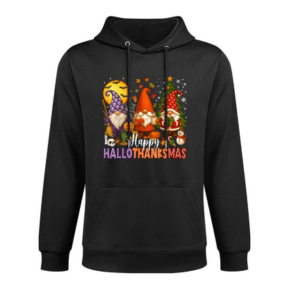 Happy HalloThanksMas Gnomes Halloween Thanksgiving Christmas Casual Wear Hoodie