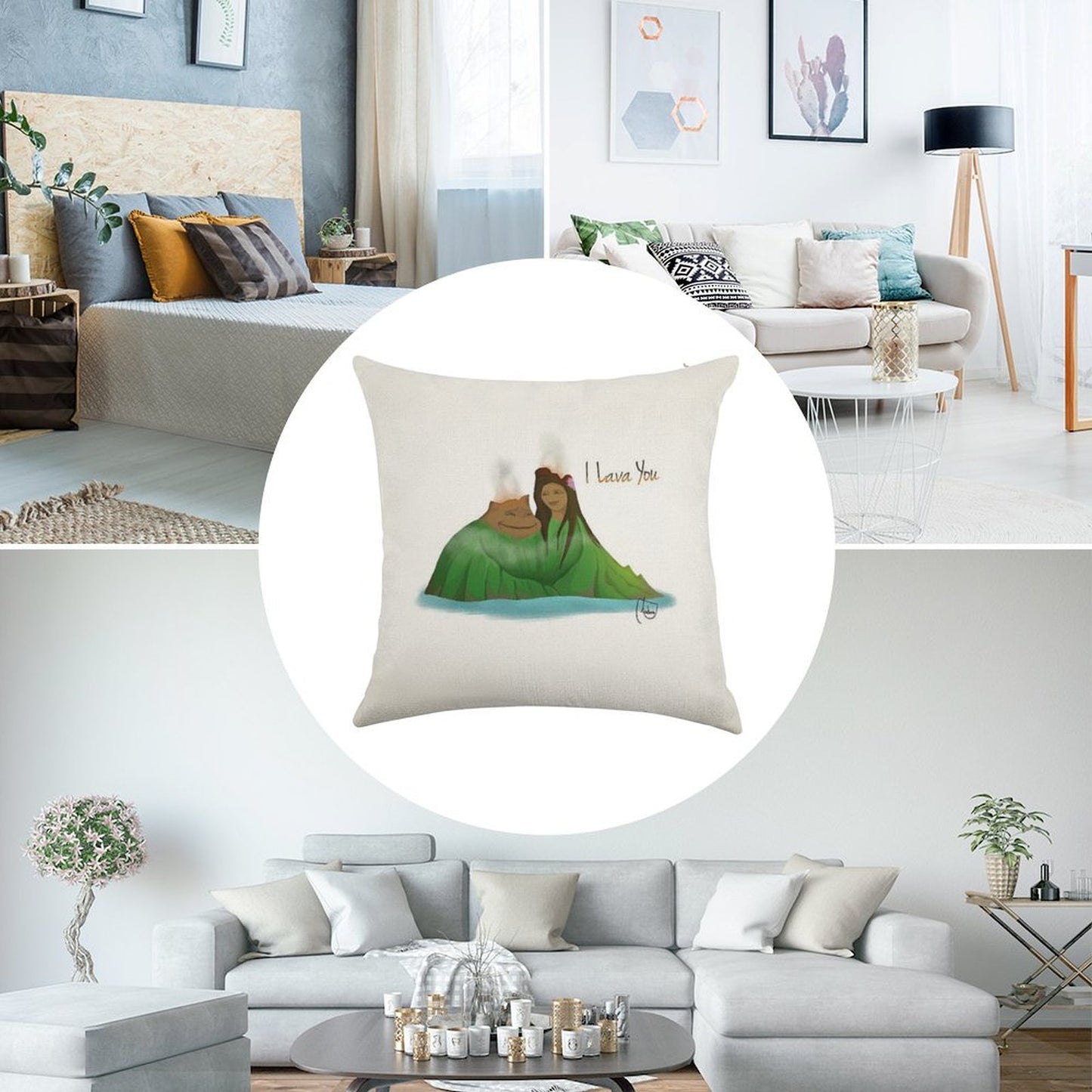I Lava You Linen Throw Pillow Cover