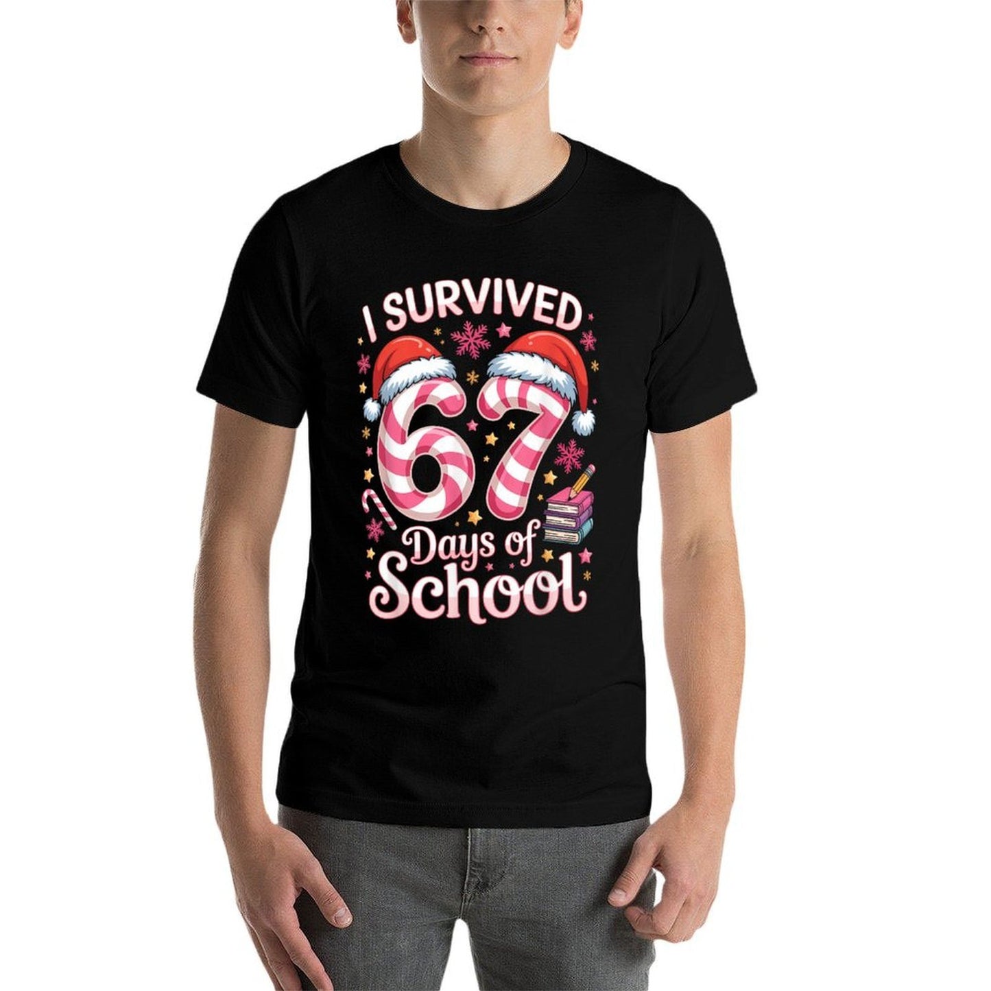 I Survived 67 Days of School - Funny Teachers Students Girls  Polyester Blend T-Shirt