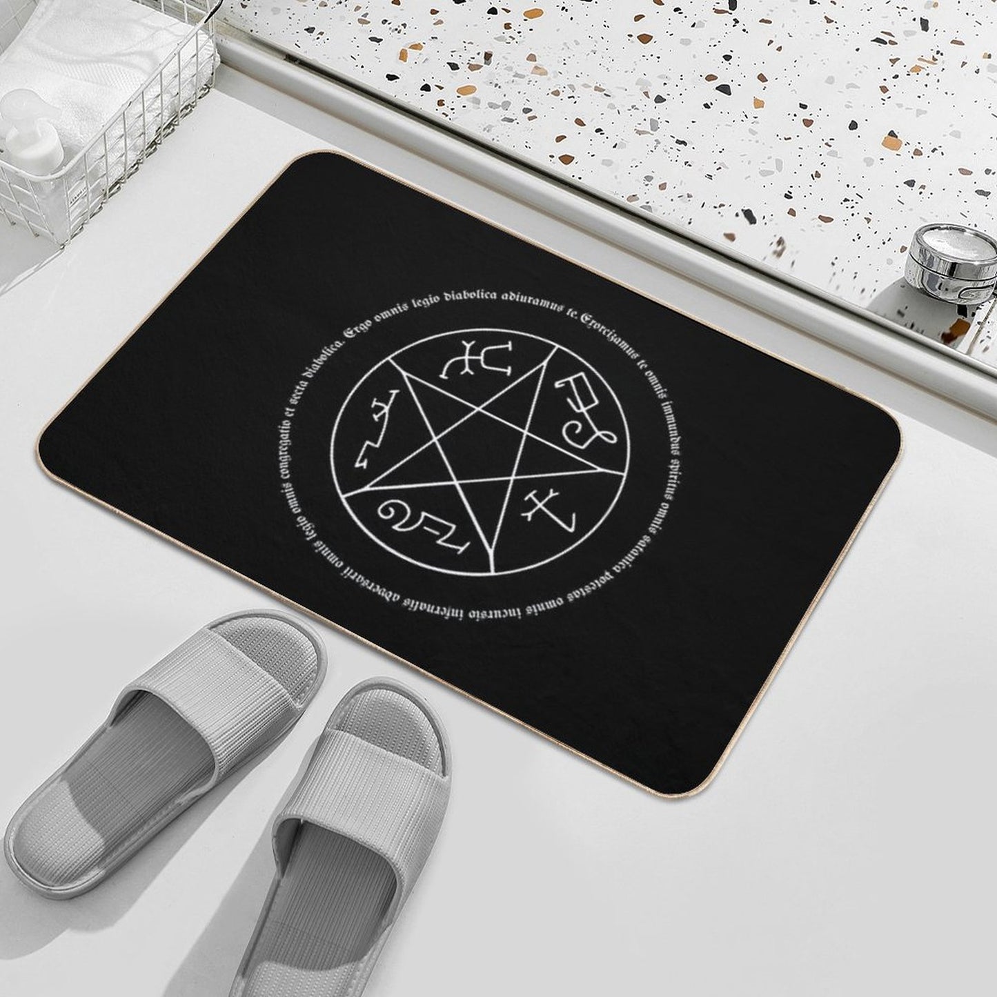 Devil's Trap with Exorcism Scripture Supernatural Quote Bath Mat