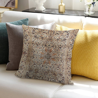 Silk Esfahan Persian Carpet Print Soft Style Accent Throw Pillow