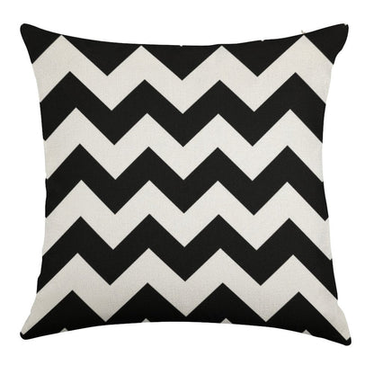 Black And White Chevron Stripes Linen Throw Pillow Cover