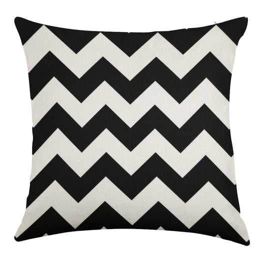 Black And White Chevron Stripes Linen Throw Pillow Cover