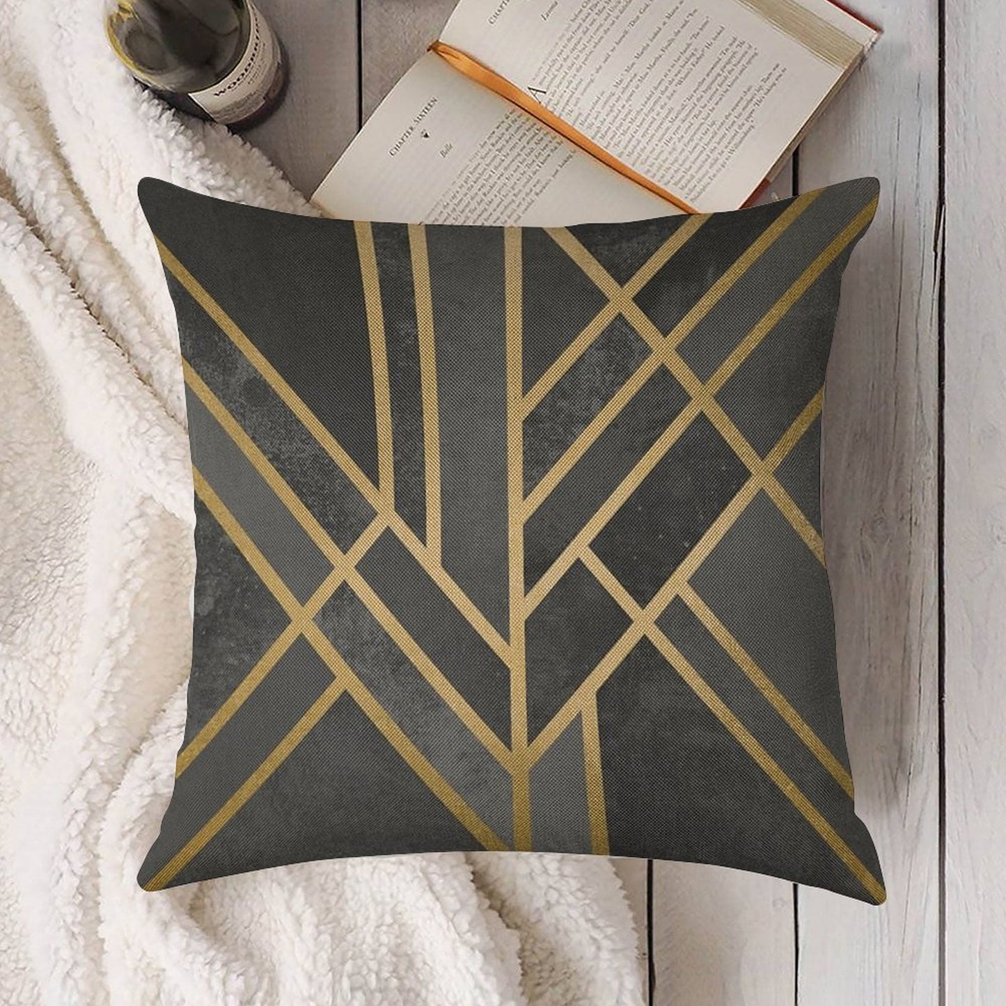 Art Deco Geometry 1 Linen Throw Pillow Cover
