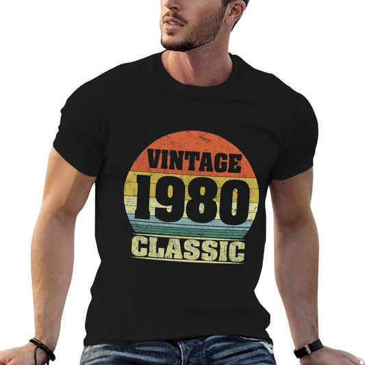 1980 40th Birthday Gift Vintage Retro Men Women 40 Years Old  Heathered Texture T-Shirt