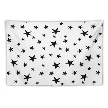 Stars - Black on White Tapestry