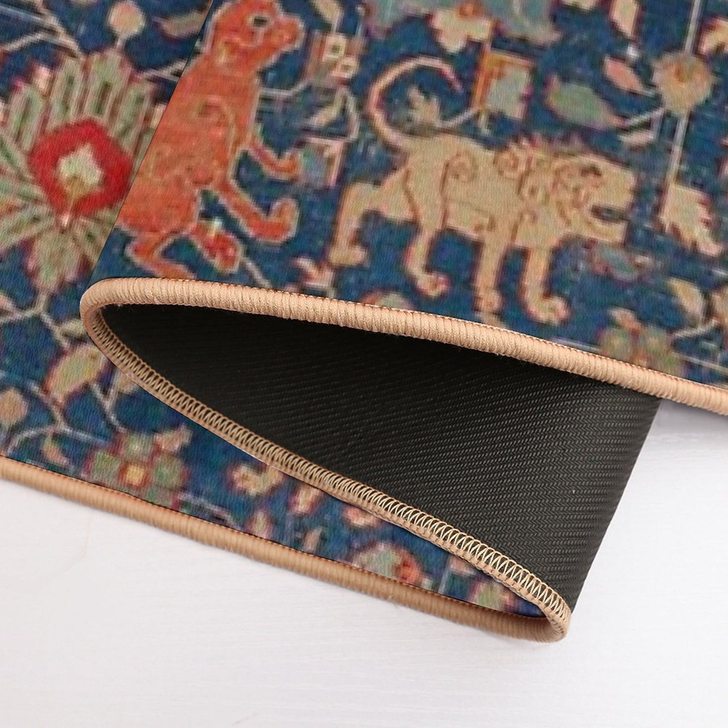 17th Century Persian Rug Print with Animals  Toxin-Free Bath Mat