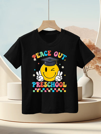 Peace Out Preschool Graduation Last Day Teachers Boys Girls Kids T-Shirt