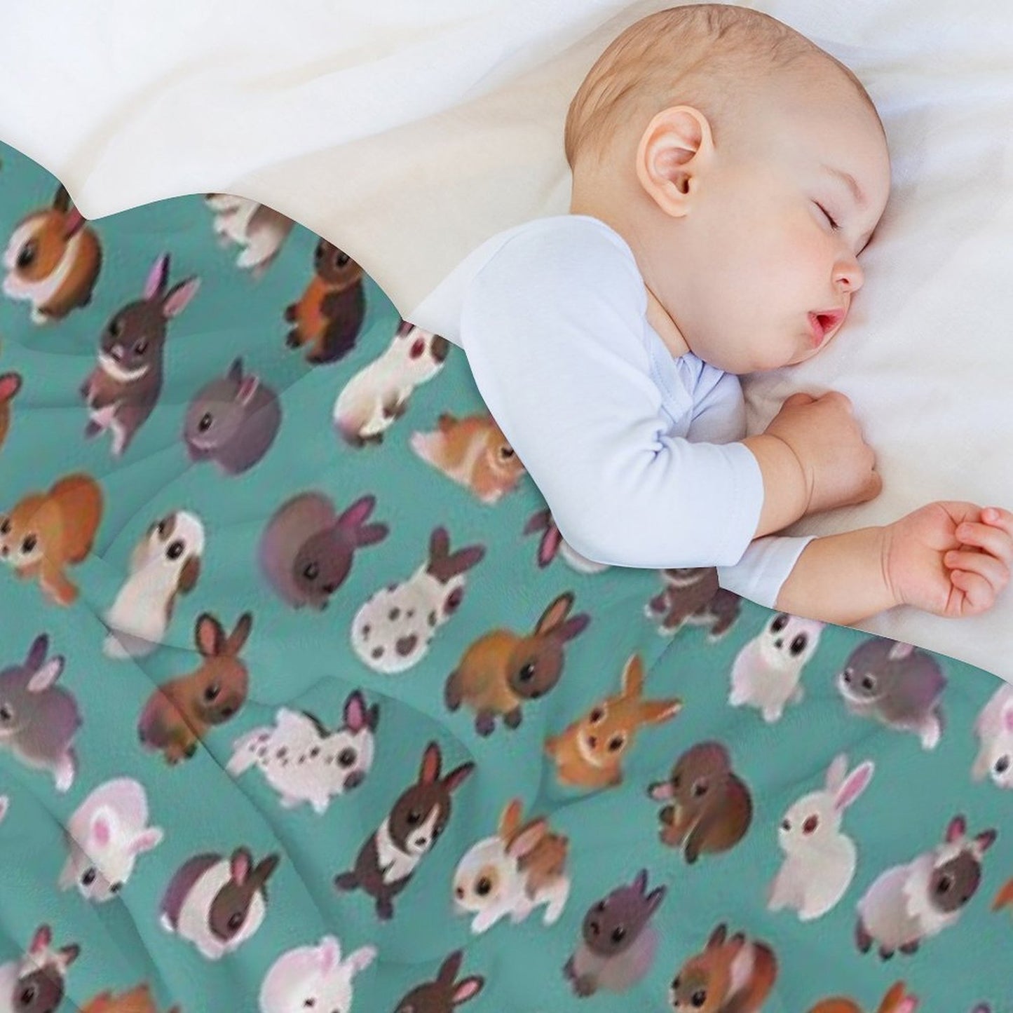 Bunny Day - Green Throw Blanket