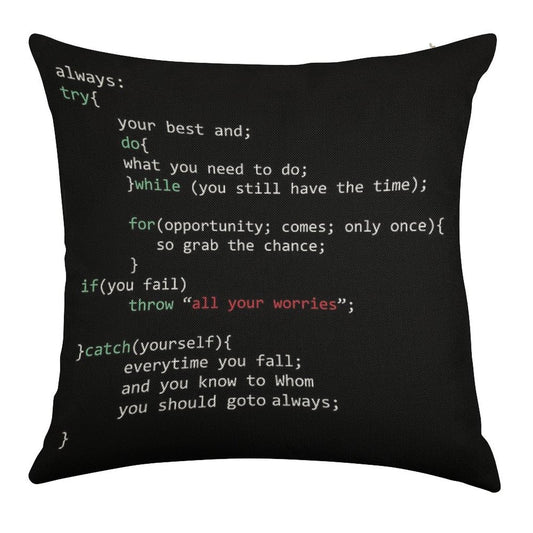 Geek Coder Linen Throw Pillow Cover