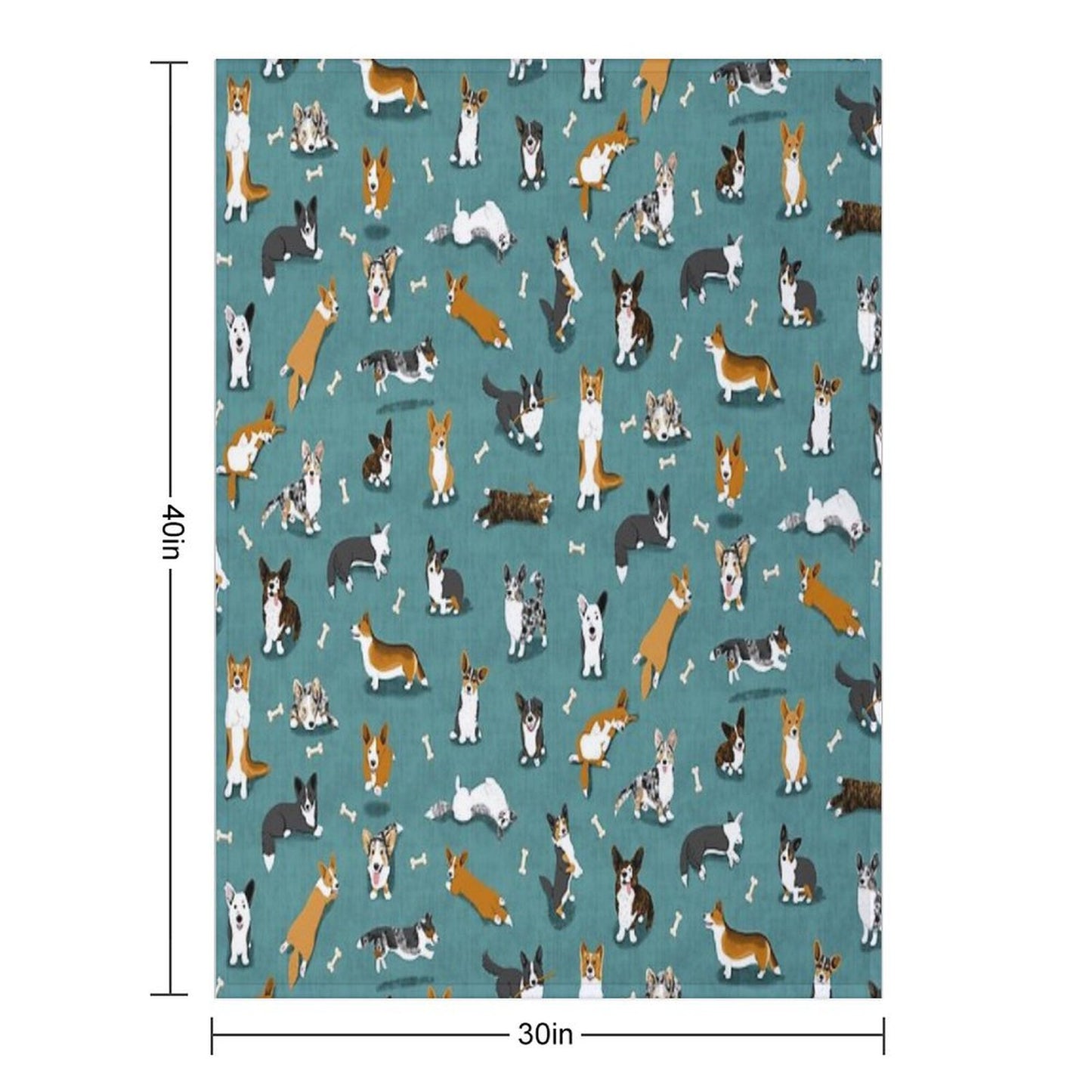 Cardigan Corgi Pattern on Teal Throw Blanket