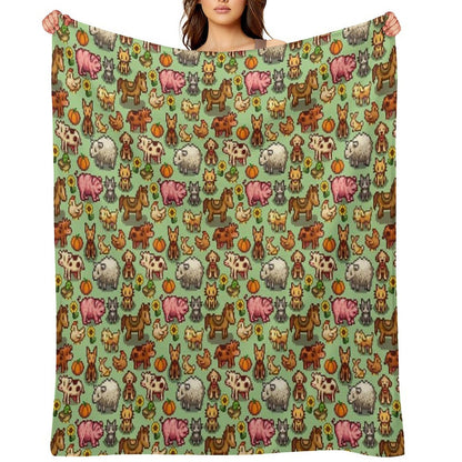 Stardew Valley Farm Animals Throw Blanket