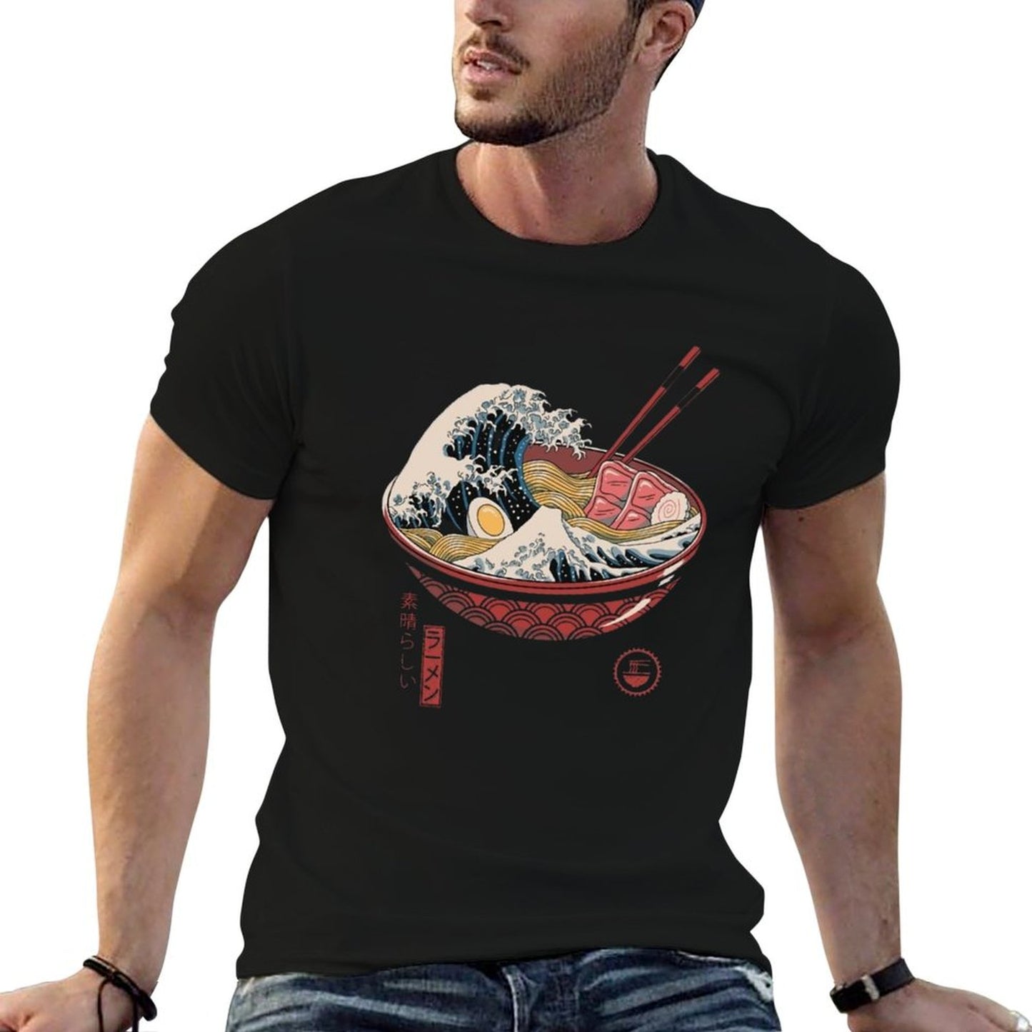 Great Ramen Wave  Slim-fit Cut T-Shirt