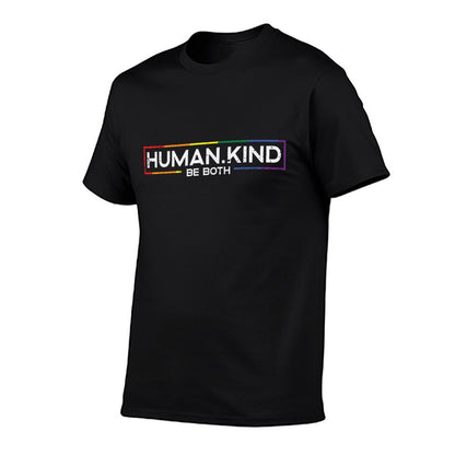 Gay Pride Month Human Kind LGBTQ Ally Rainbow Men Women  Rolled Sleeves T-Shirt
