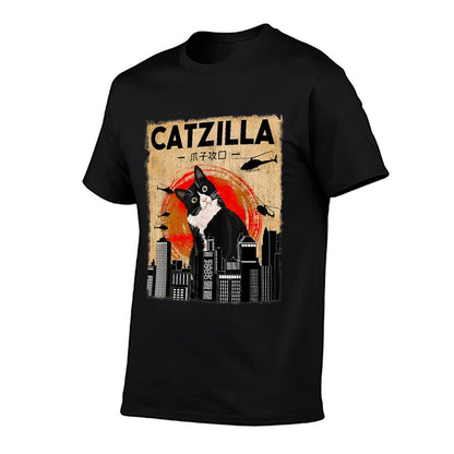 Vintage Catzilla - Funny Tuxedo Cat And Kitten T-Shirt