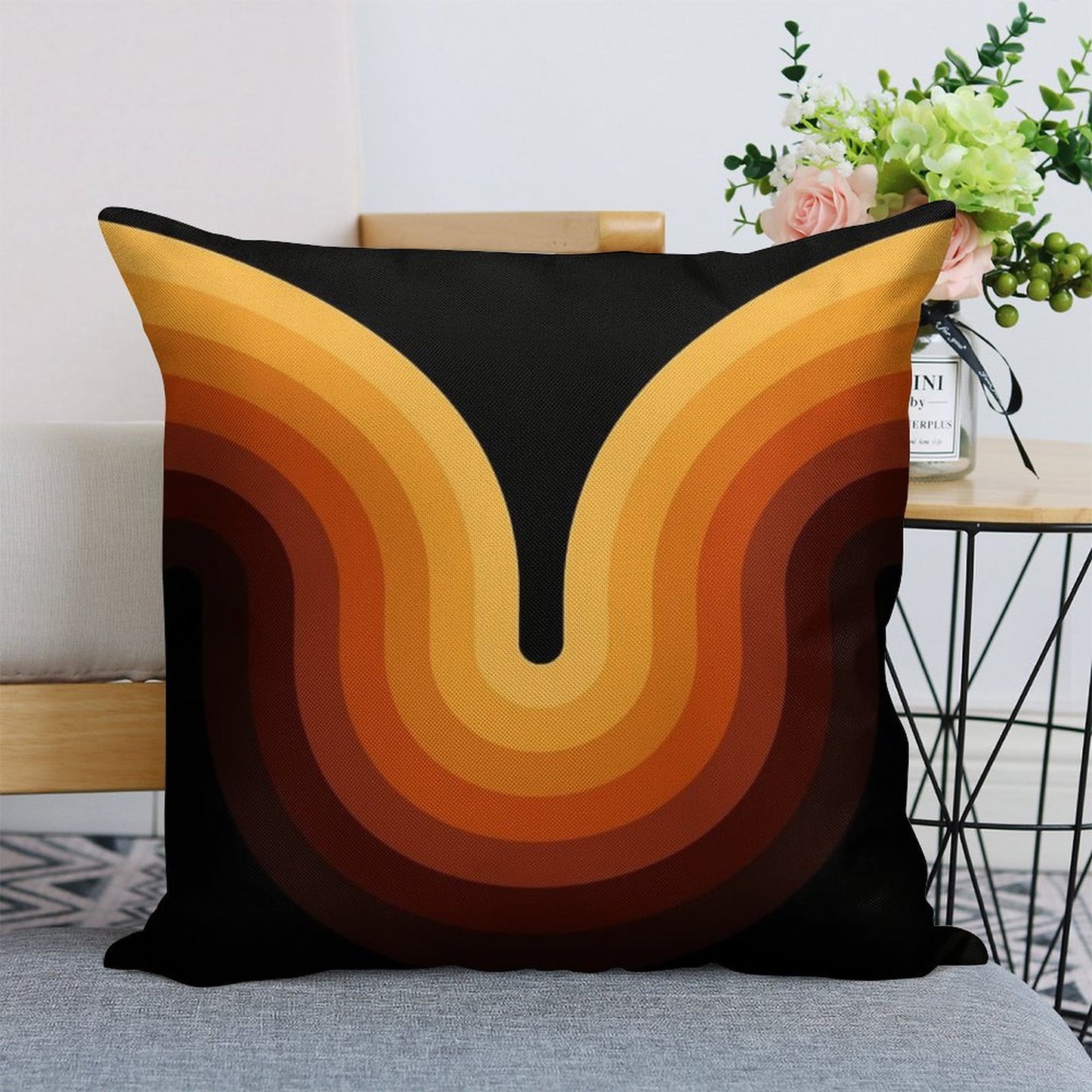 Retro Wave Linen Throw Pillow Cover