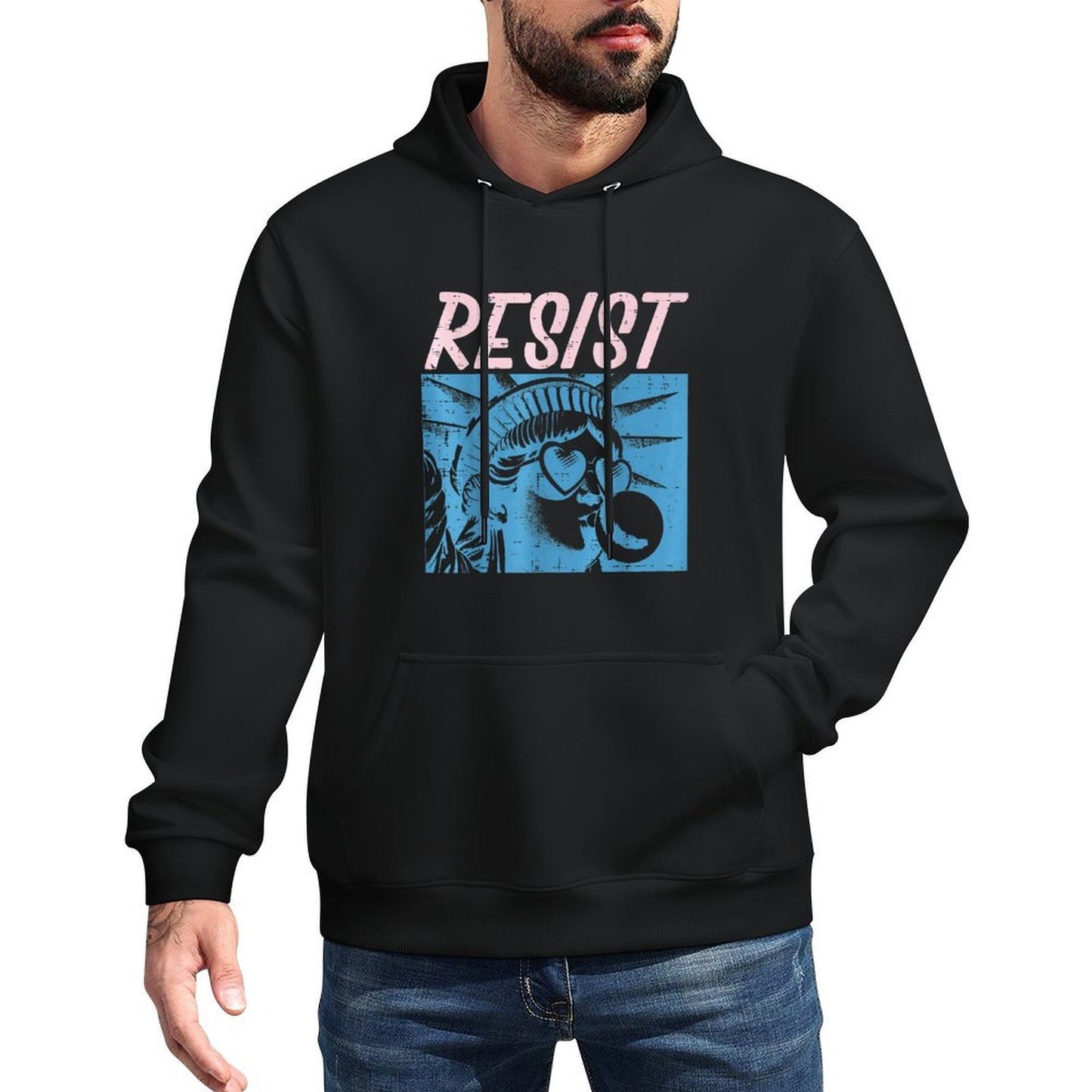 Resist Statue Liberty Bubblegum Protest Equality Men Women Versatile Streetwear Hoodie