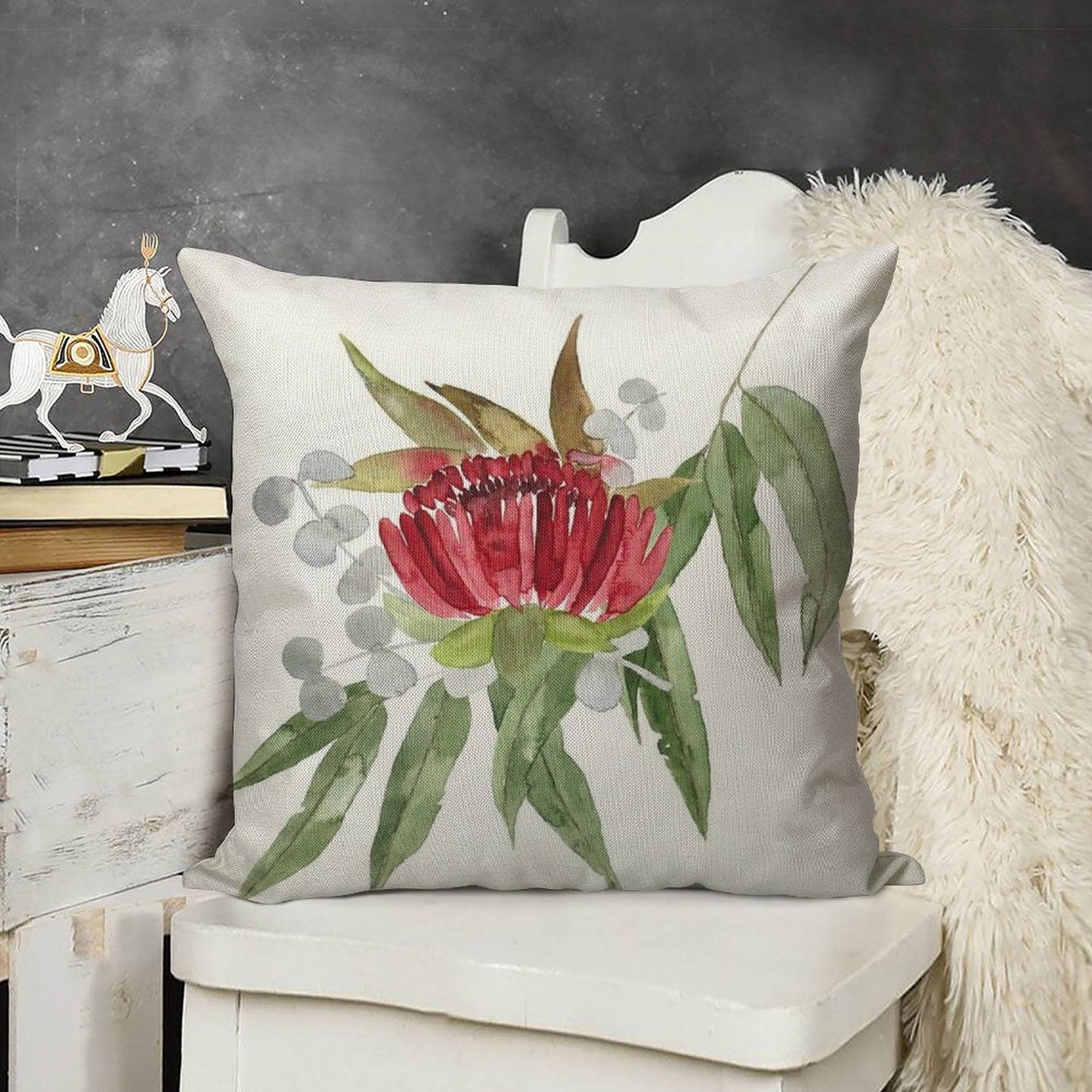 Australian Native Bush Watercolour Linen Throw Pillow Cover