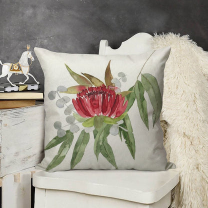 Australian Native Bush Watercolour Linen Throw Pillow Cover