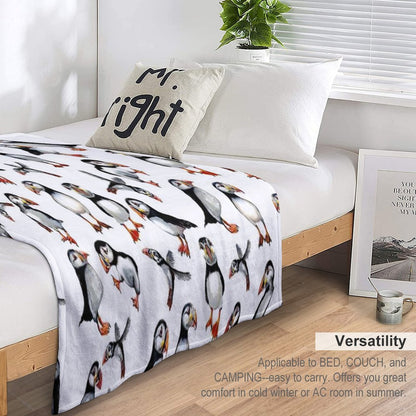 Puffins Pattern Throw Blanket