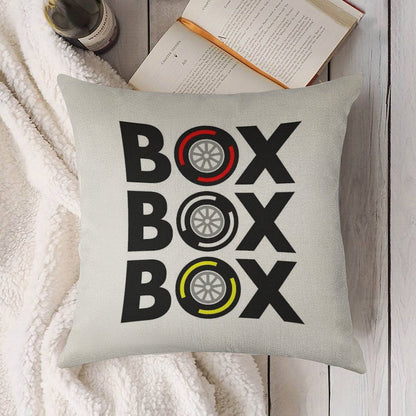 Box Box Box F1 Tyre Compound Design Linen Throw Pillow Cover