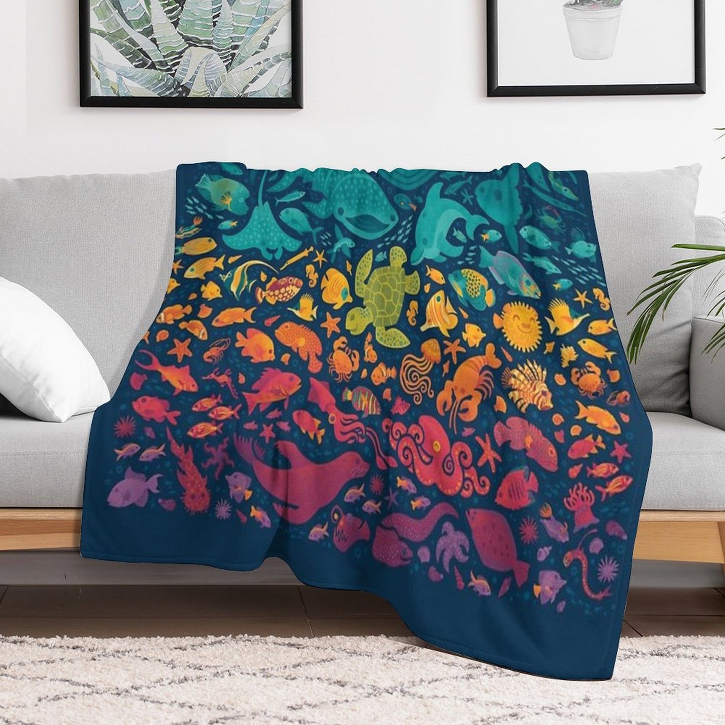Aquatic Spectrum 2 Throw Blanket