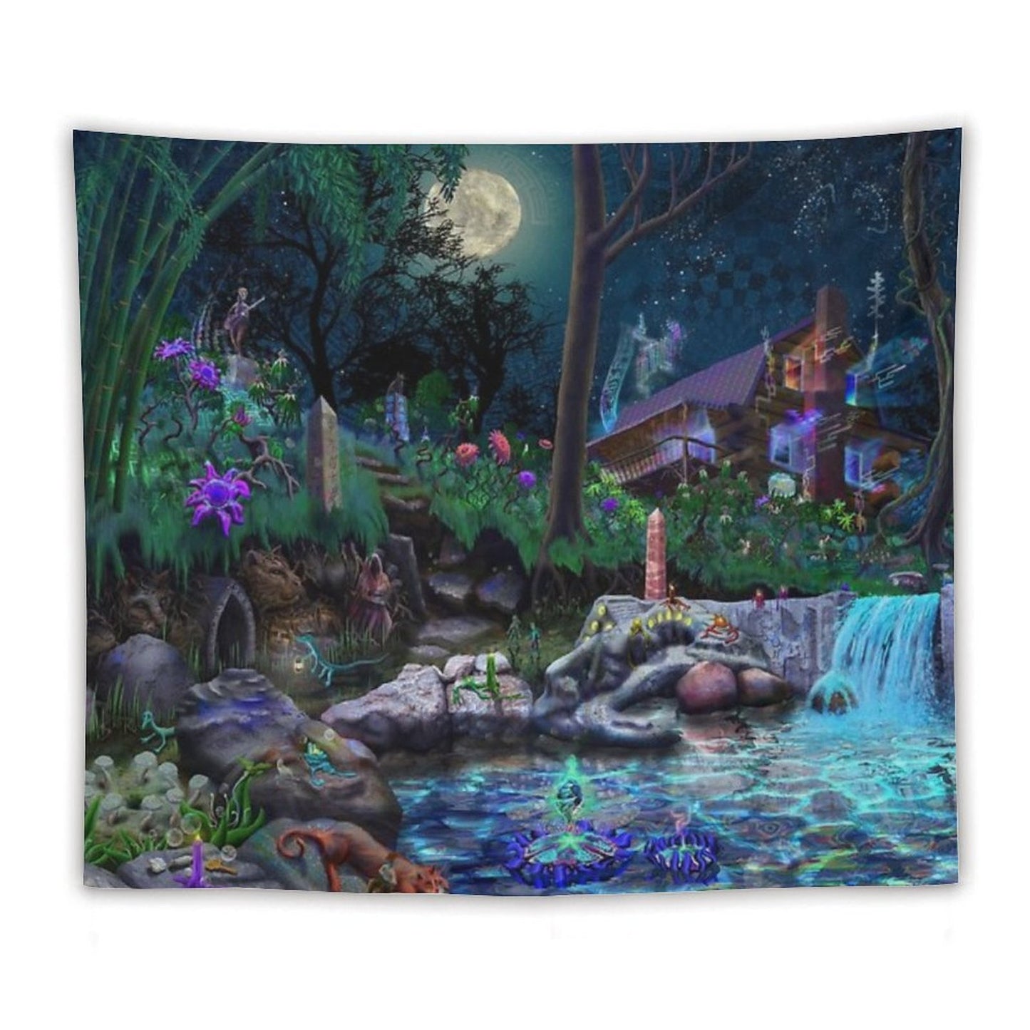 The PsyCabin - Trippy Psychedelic Visionary Garden Tapestry