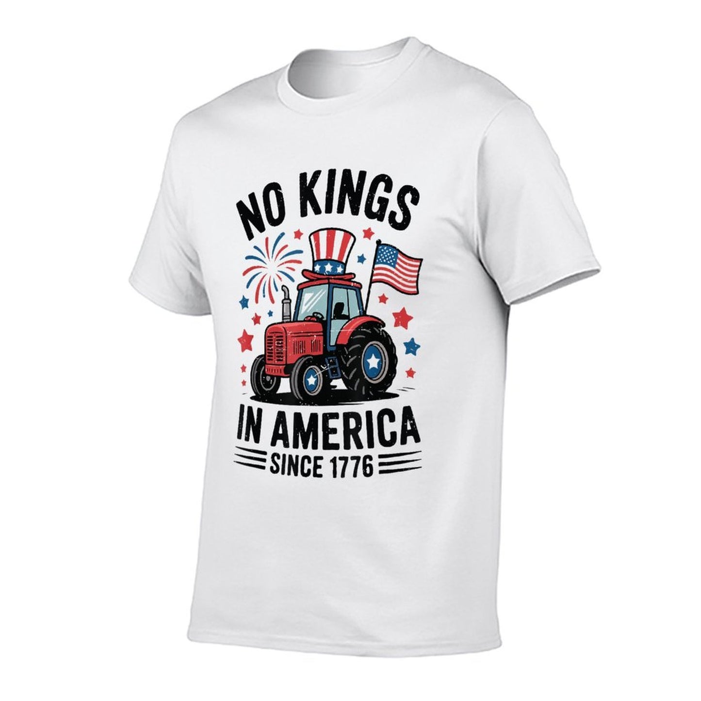 No Kings In America Funny 4th July Tractor Toddler  Stretchy T-Shirt