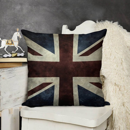 A Grunge Looking Distressed Union Jack Uk Version Linen Throw Pillow Cover