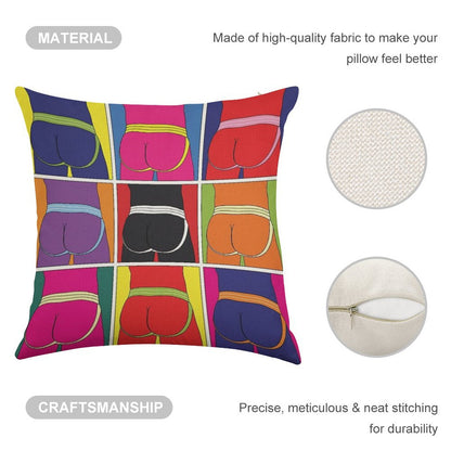 Pop Art Jockstrap Desire Nine Linen Throw Pillow Cover