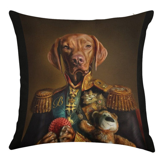 Bertie The Hungarian Vizsla - Dog Portrait Linen Throw Pillow Cover