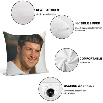 Tim Tebow Soft Hidden Zipper Throw Pillow