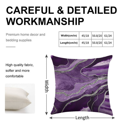 Purple Marble Agate Silver Glam #1 (Photo of Glitter Only - Not Reflective) Linen Throw Pillow Cover