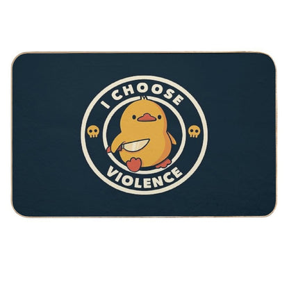 I Choose Violence Funny Duck by Tobe Fonseca  Pet-Safe Bath Mat