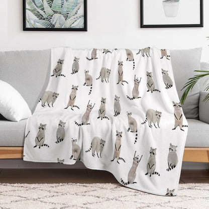 Raccoon Pattern Throw Blanket