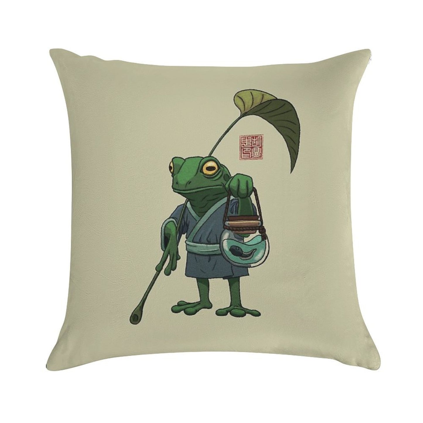 A Frog And His Son Soft Short Plush Fabric Throw Pillow