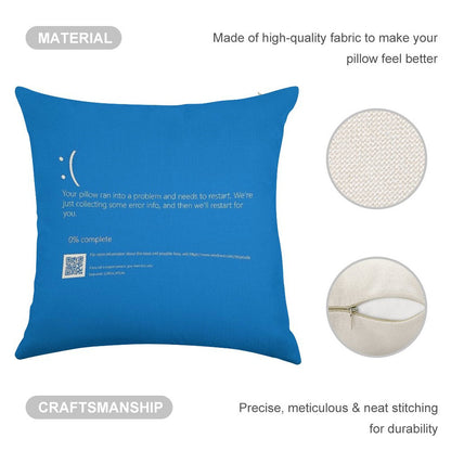 Windows BSOD (Blue Screen of Death) Linen Throw Pillow Cover