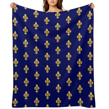 Royal Fleur De Lys Blue Throw Blanket