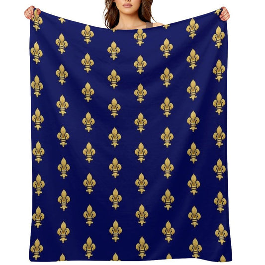 Royal Fleur De Lys Blue Throw Blanket
