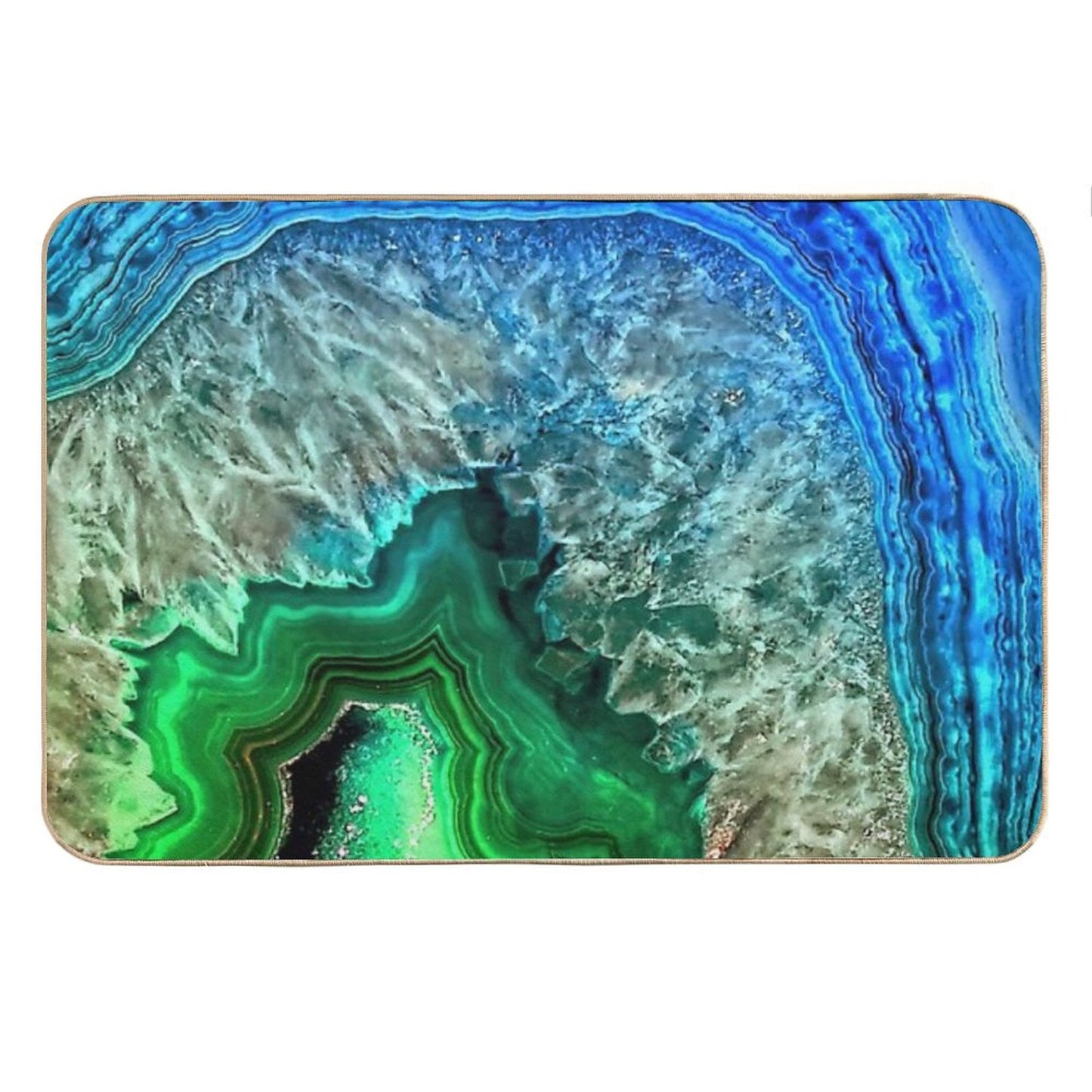Green And Blue Faux Agate Mineral Gemstone Bath Mat